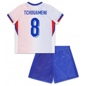 Fotbalové Dres Francie Aurelien Tchouameni #8 Dětské Venkovní Oblečení ME 2024 Krátký Rukáv (+ trenýrky)